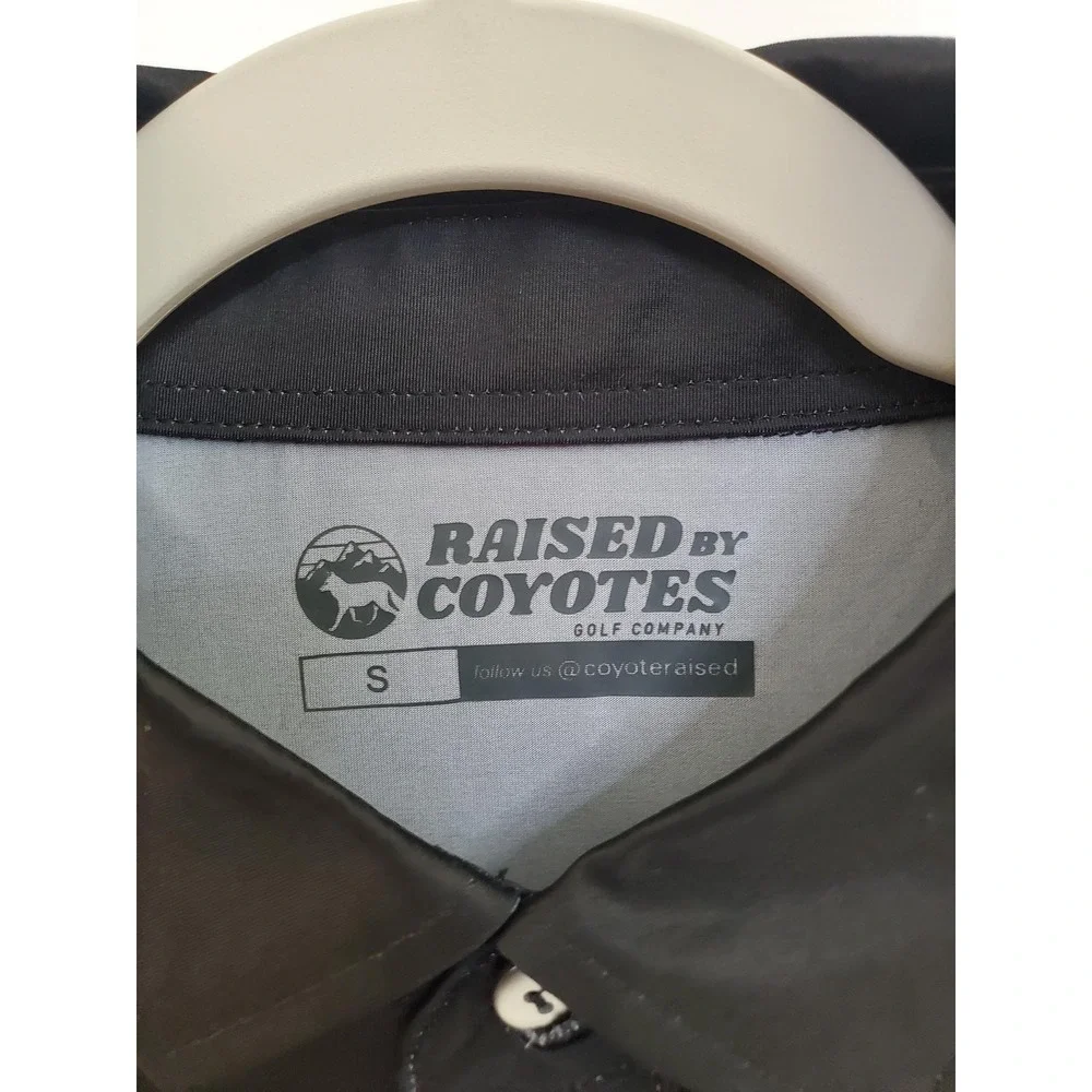 Raised by Coyotes Polo Shirt Mens Small Black Multicolor Stripe Golf Performance - Picture 2 of 7